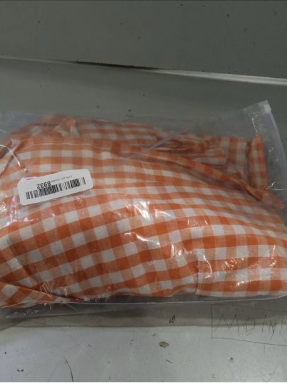 Gingham Ruffled Tablecloth Orange Check rectangular 60x84 Fall Thanksgiving - Picture 4 of 5